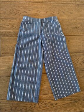 Navy Wide-Leg Capri linen style